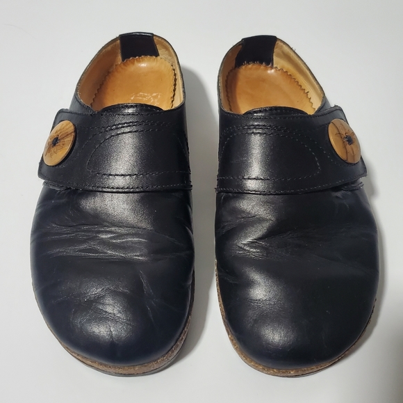 Haflinger Slide-On Clogs Mules Shoes Size 36 Wood Buckle Casual Comfort - Picture 1 of 15